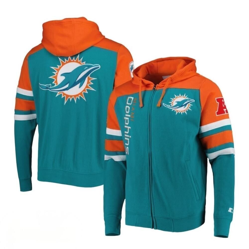 Starter NFL Aqua Miami Dolphins Extreme Full-Zip Hoodie Jacket sz M